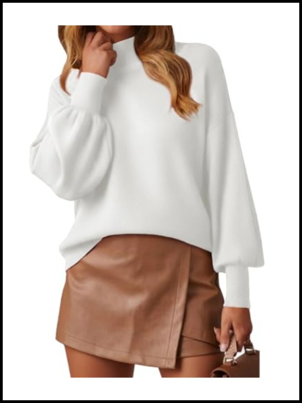 Women's Mock Neck Long Sleeve Lightweight Knit Pullover Sweater